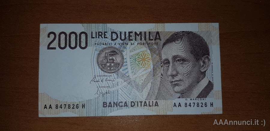 Banconota Lire 2000 Guglielmo Marconi FdS Como