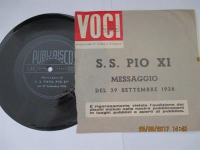 S. S. PIO XI - MESSAGGIO DEL 29 SETTEMBRE 1938