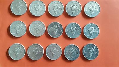 15 MONETE SERIE 5 LIRE UVA GRANDI DEL 48-49-50 - Foto 3