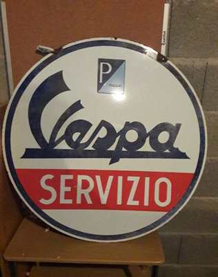 Rarissima insegna originale servizio Vespa