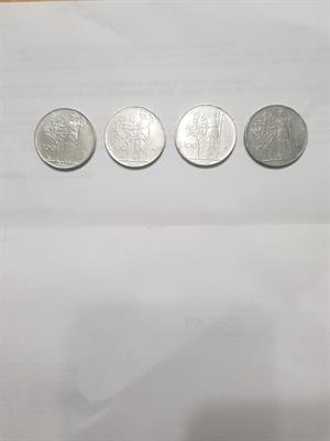 4 monete da 100 lire del 1956, 1957, 1858, 1959