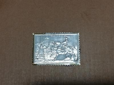 Francobollo in lamina d'argento cm 3x2