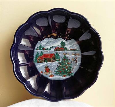 Piatto Natalizio Ceramica Dipinto Centrotavola