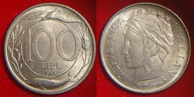 100 lire 1993 Variante rara