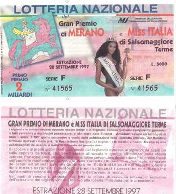 4 biglietti lotteria usati da collezione