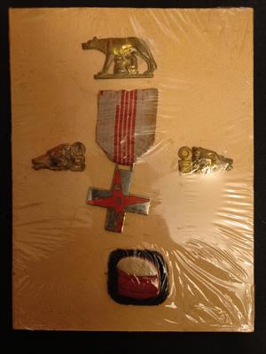 Ww2 Medaglia gil rossa nastrino, spille onb e fregio d'epoca